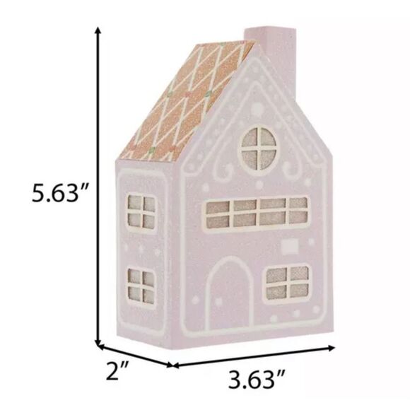 A set of 4 pinks,blue, green Light Up Gingerbread House - Picture 9 of 9